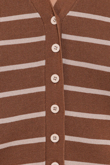 Juna Knitted Pant Set Brown Cream Stripe