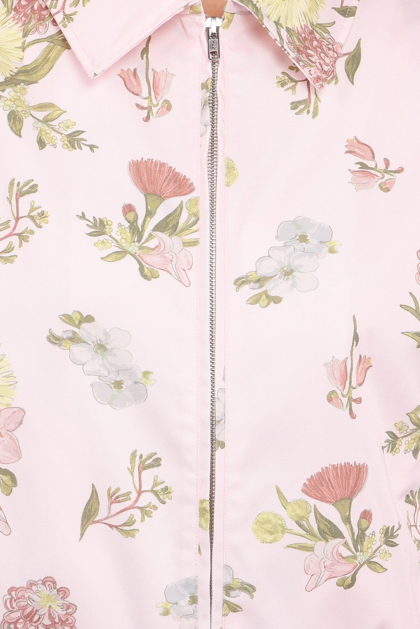 Calvin Floral Twill Zip Jacket Pale Pink Floral