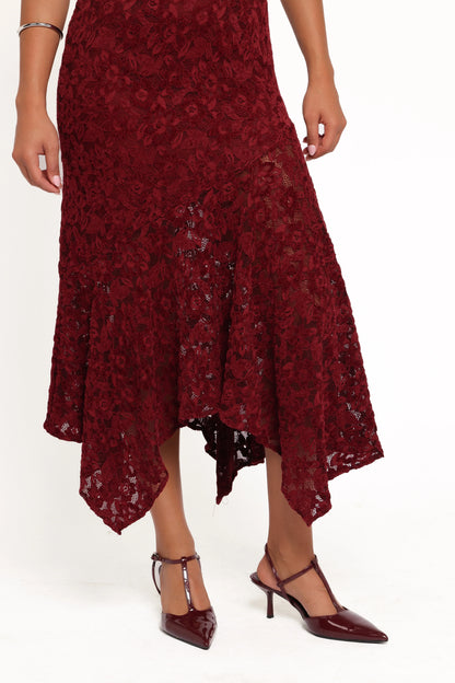 Lorde Midi Dress Burgundy Lace