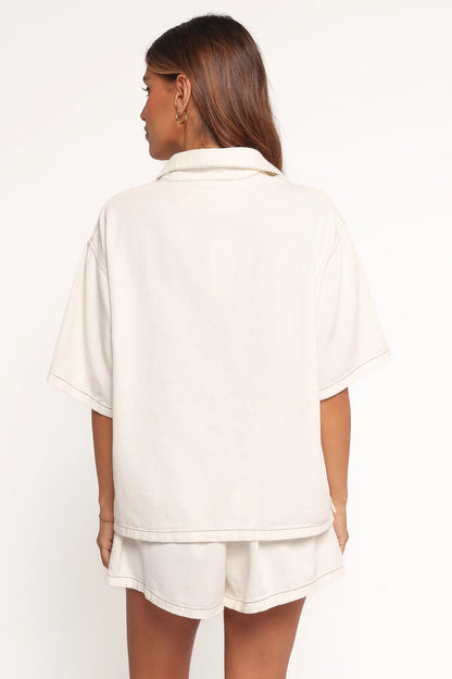 Noor Denim Short Set White