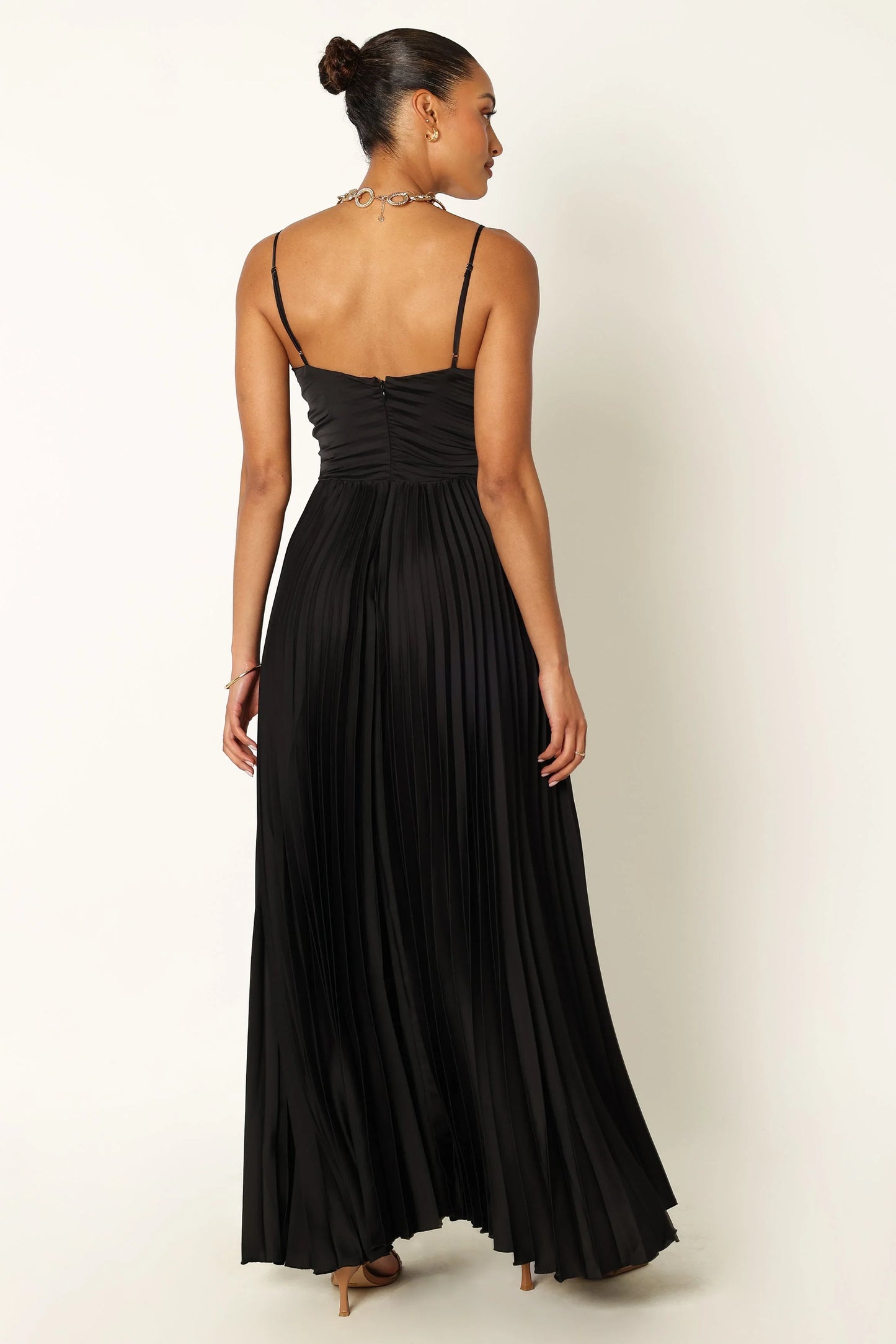 Naira Pleated Maxi Dress Black