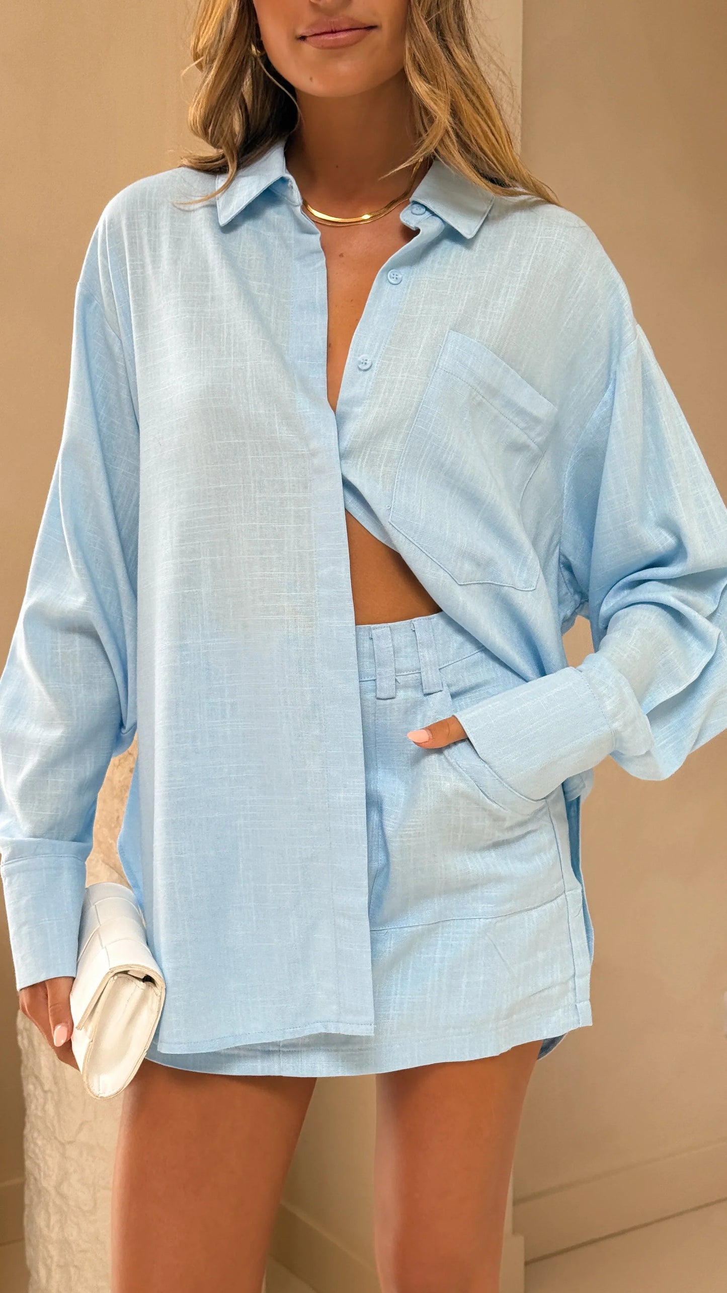 Charla Button Up Top Blue