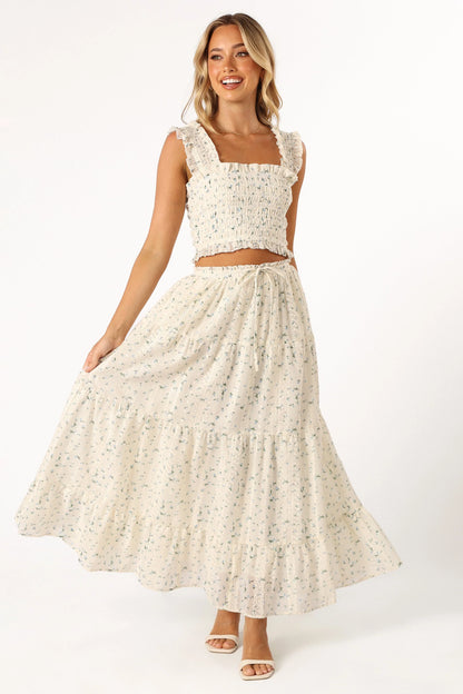 Amberlyn Maxi Skirt Blue Floral