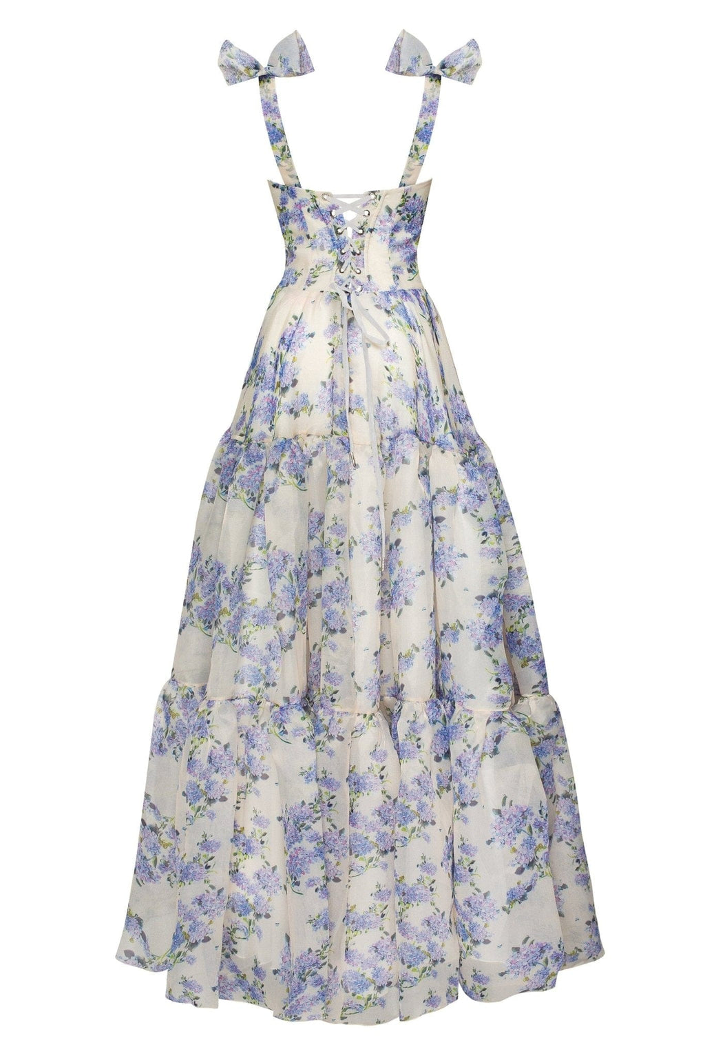 Hydrangea Tender floral maxi tie strap dress