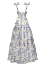 Hydrangea Tender floral maxi tie strap dress