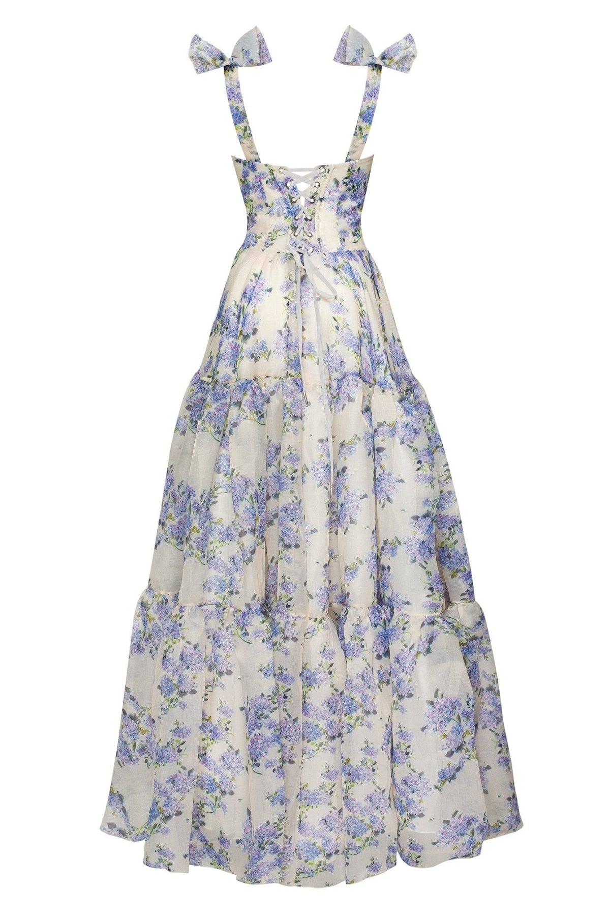 Hydrangea Tender floral maxi tie strap dress