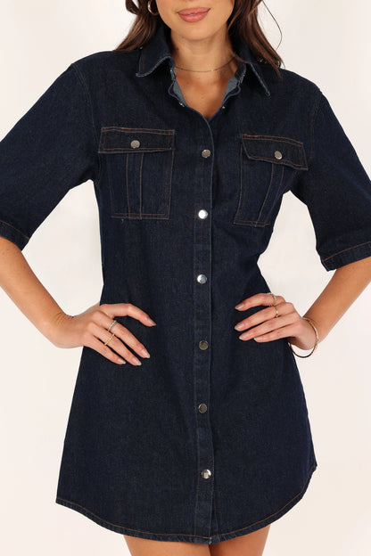 Hailey Denim Mini Dress Dark Denim
