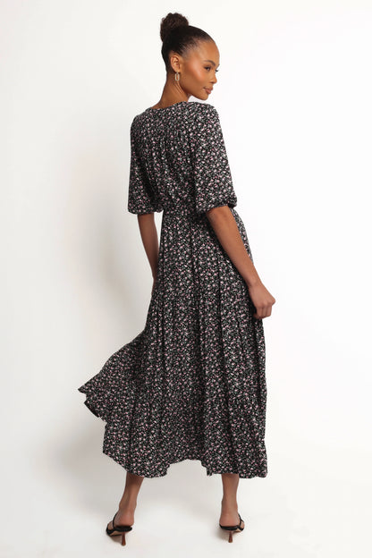 Kelda Dress Black Rosebud Floral