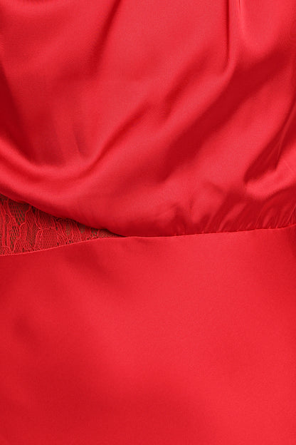 Anabelle Halter Neck Lace Maxi Dress Red