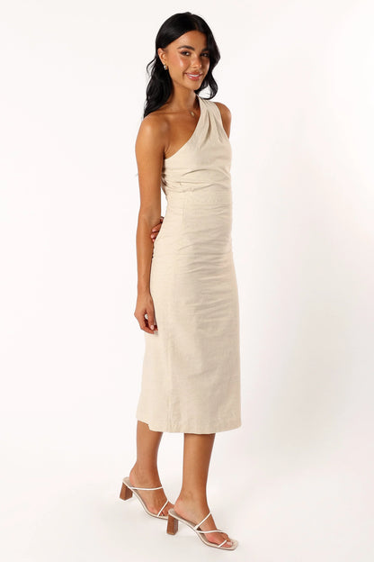 Gibson One Shoulder Midi Dress Oatmeal