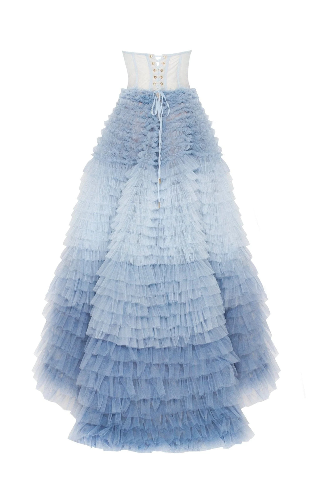 Light Blue Strapless Frill Layered Fluffy Dress