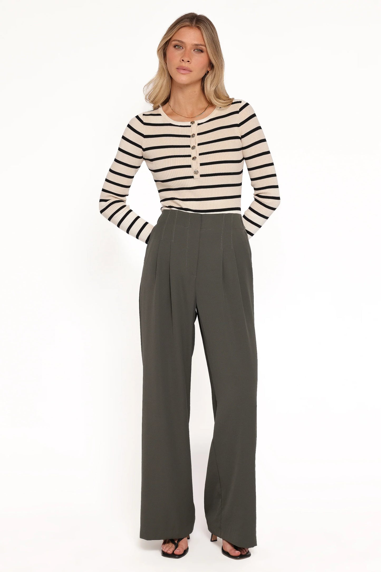 Hayden Pleated Wide Leg Pant Dark Olive