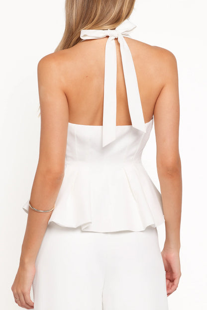 Odelia Halter Vest Pant Set White