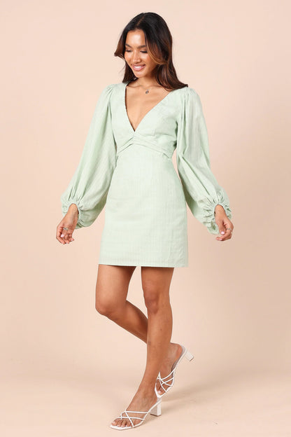 Emilina Long Sleeve Mini Dress Sage