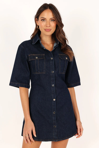 Hailey Denim Mini Dress Dark Denim