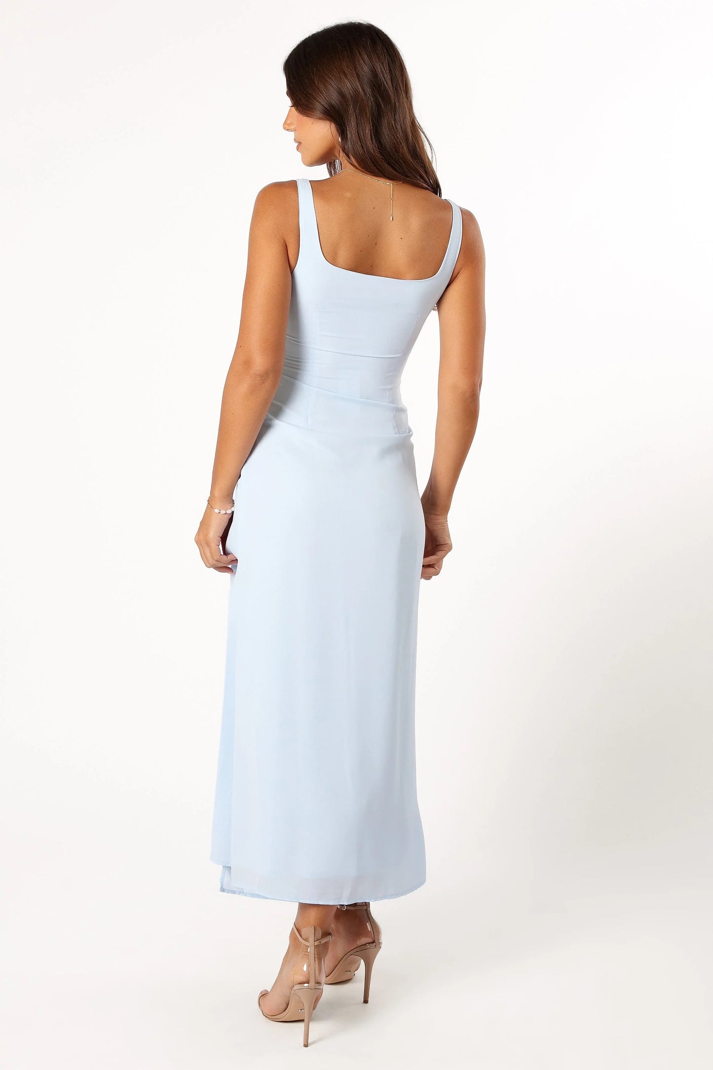 Nadea Faux Wrap Maxi Dress Blue