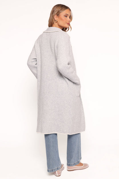 Katia Contrast Trim Coatigan Light Grey