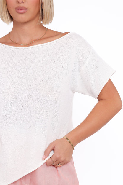 Ardena Boucle Knit Top Cream