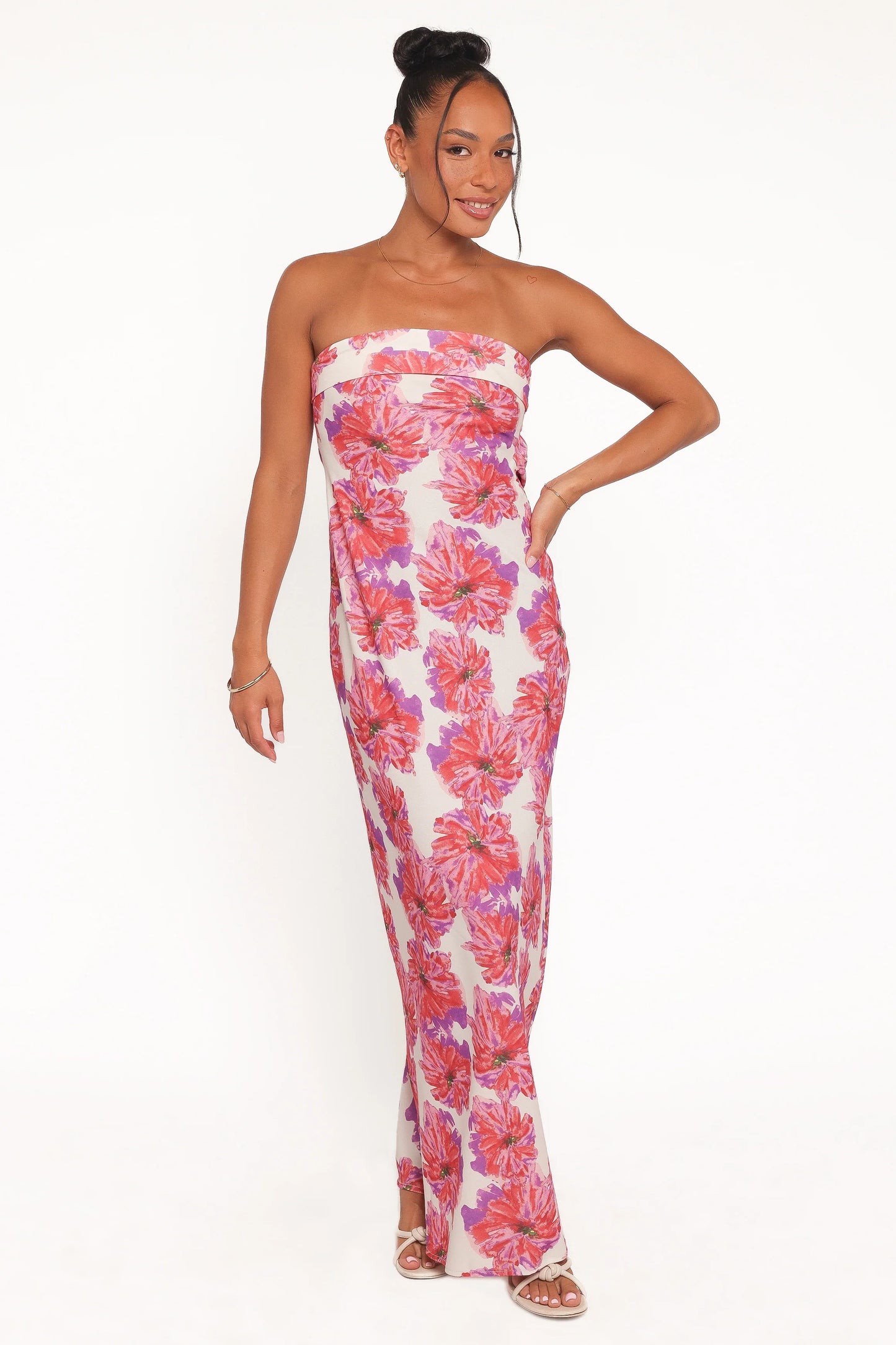 Remmie Strapless Maxi Dress Pink Floral
