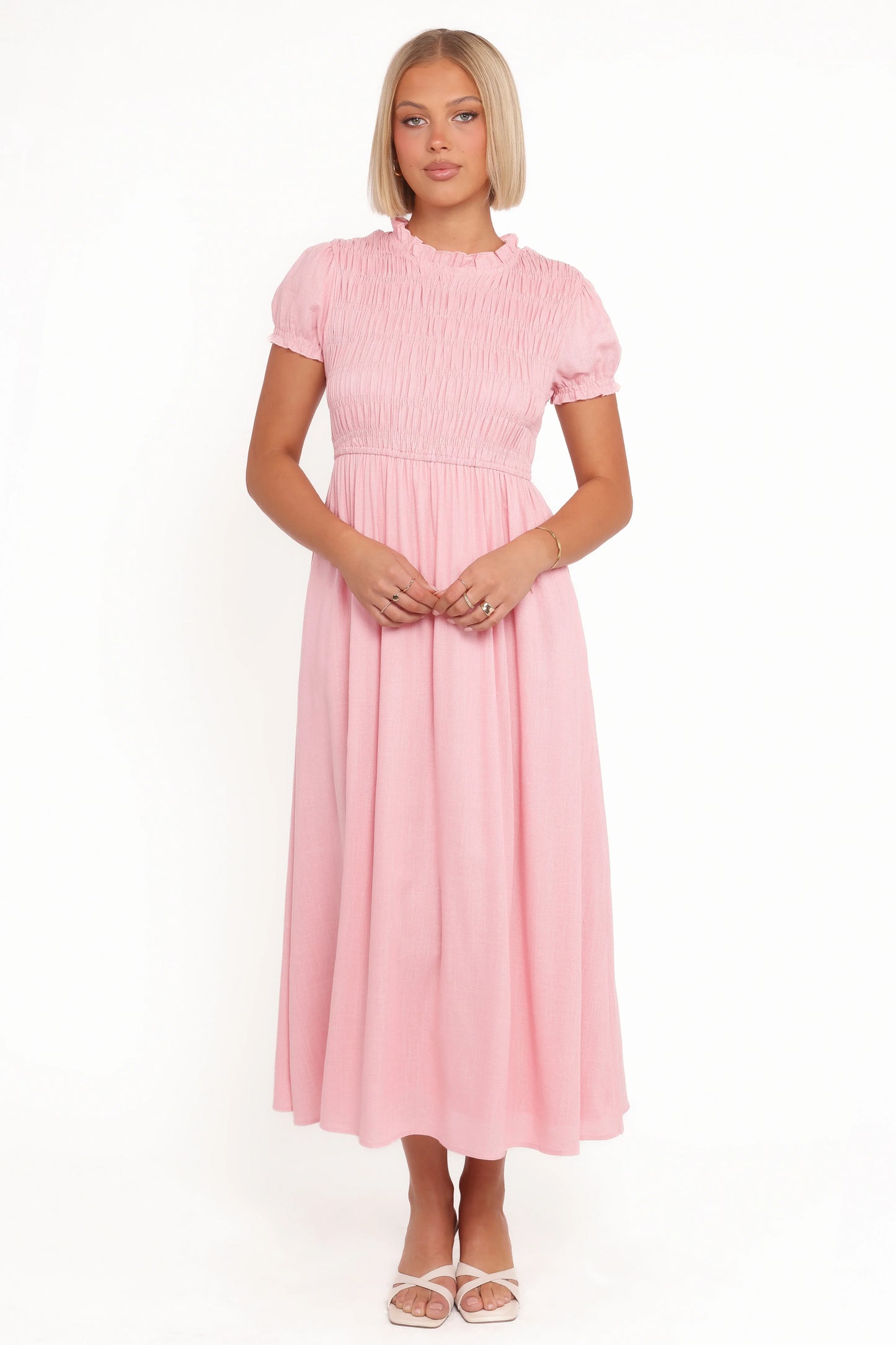 Darla Puff Sleeve Dress Pink