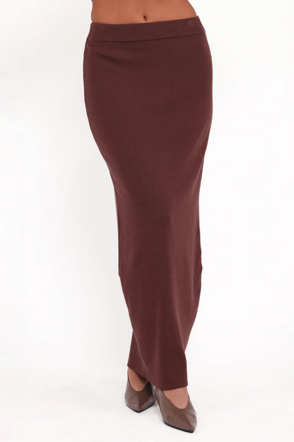 Halley Knit Halter Skirt Set Brown