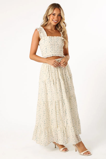 Amberlyn Maxi Skirt Blue Floral