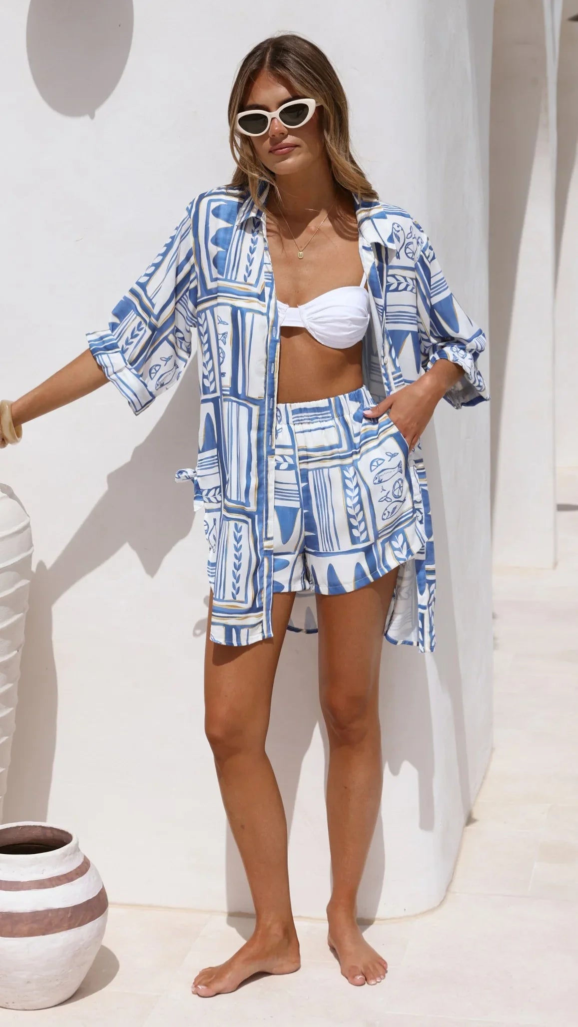 Kelsea Button Up Shirt Coastal Escape