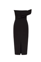 Black Classy midi dress with open neckline