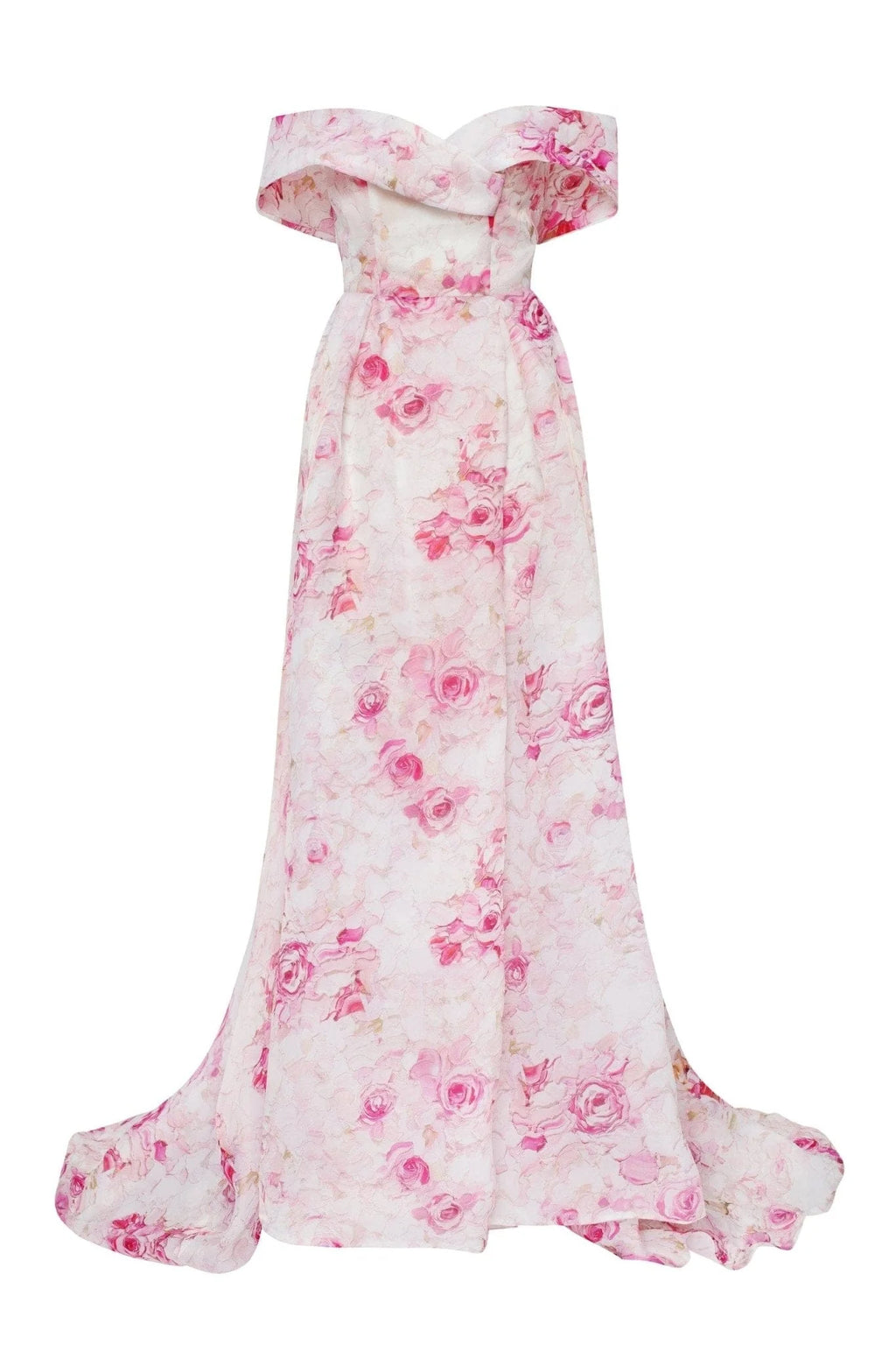 Pink Peony Chic off the shoulder floral maxi dress