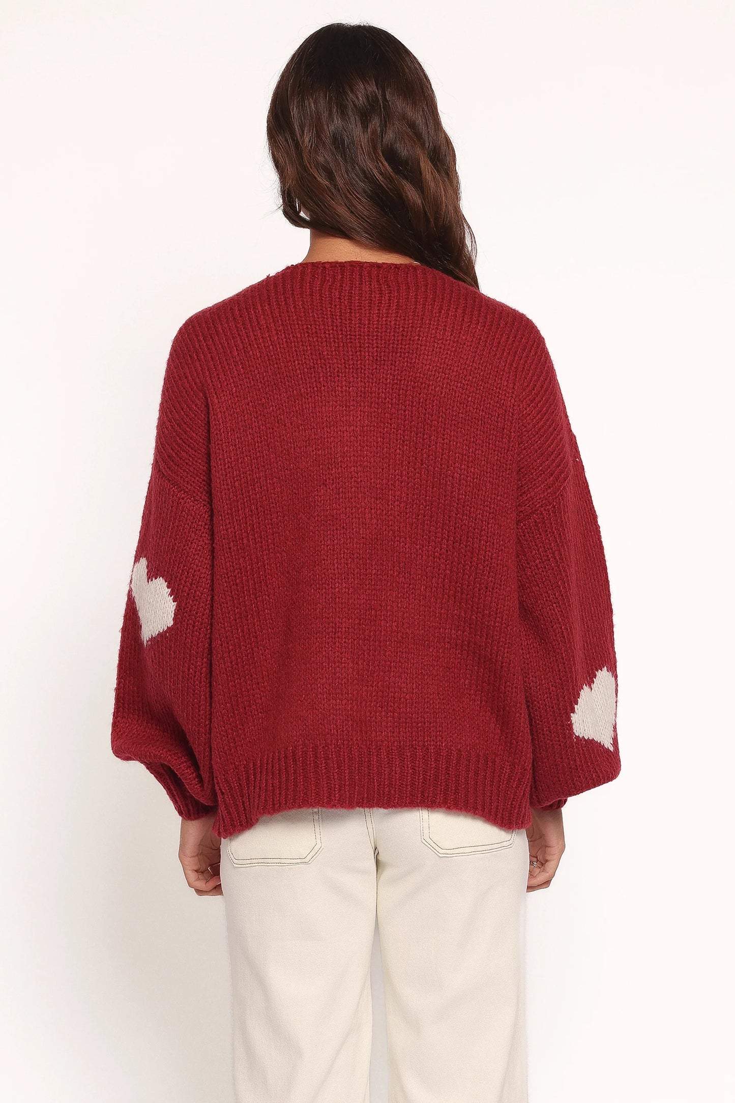 Nadine All Over Heart Tie Front Cardigan Wine