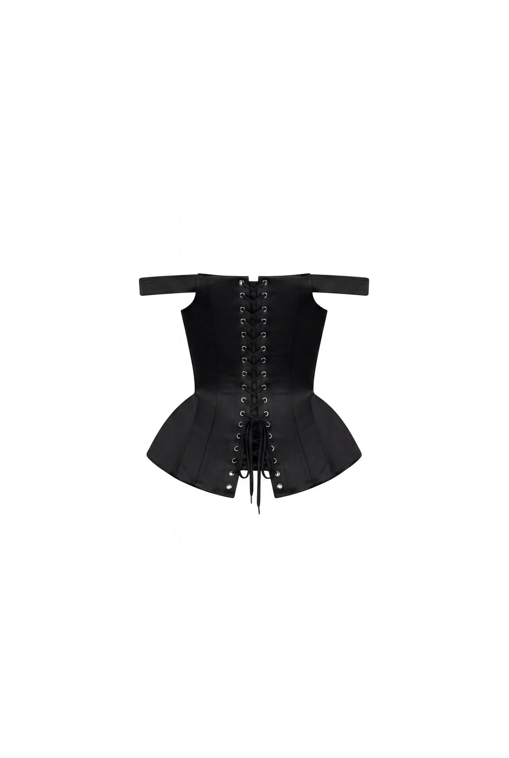 Black Satin Corset with Off the Shoulder Straps