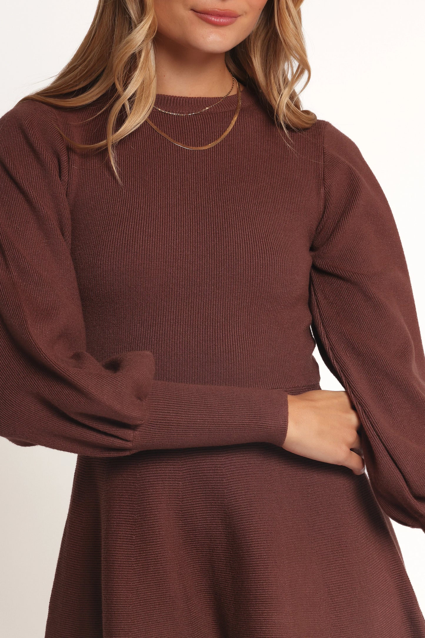 Gigi Long Sleeve Mini Dress Brown