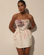 Satin Mini Dress with Artist Print