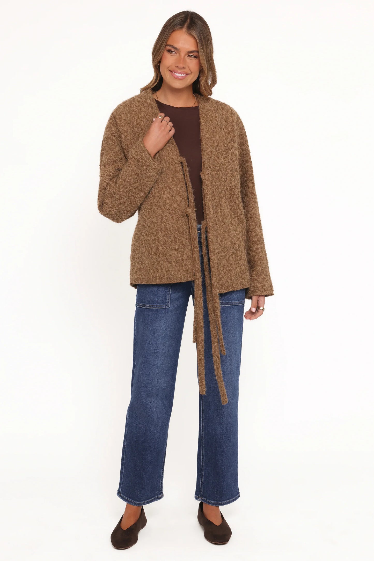 Kimmy Bow Oversized Cardigan Moss
