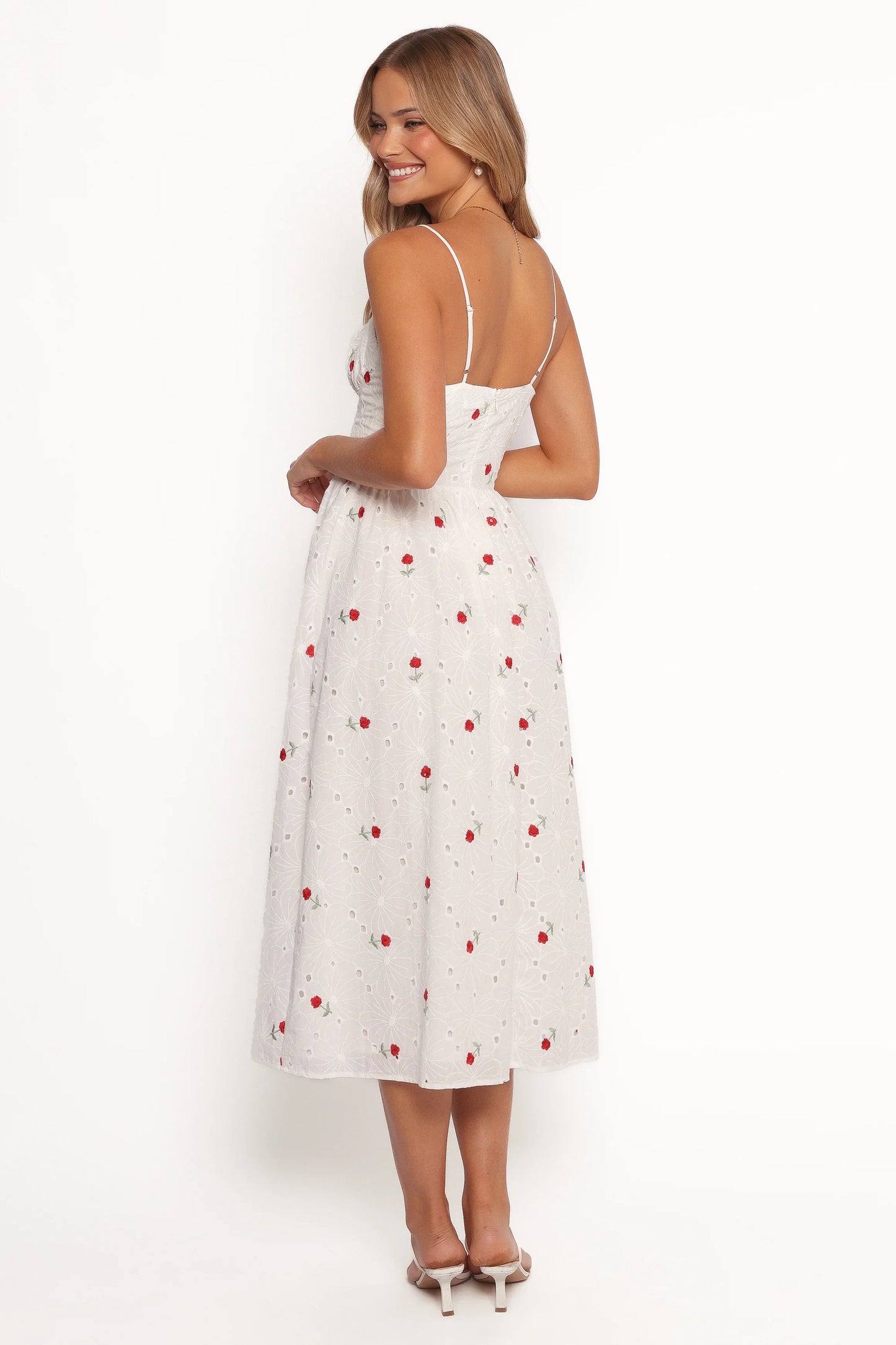 Paloma Maxi Dress White Red Floral