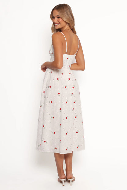 Paloma Maxi Dress White Red Floral