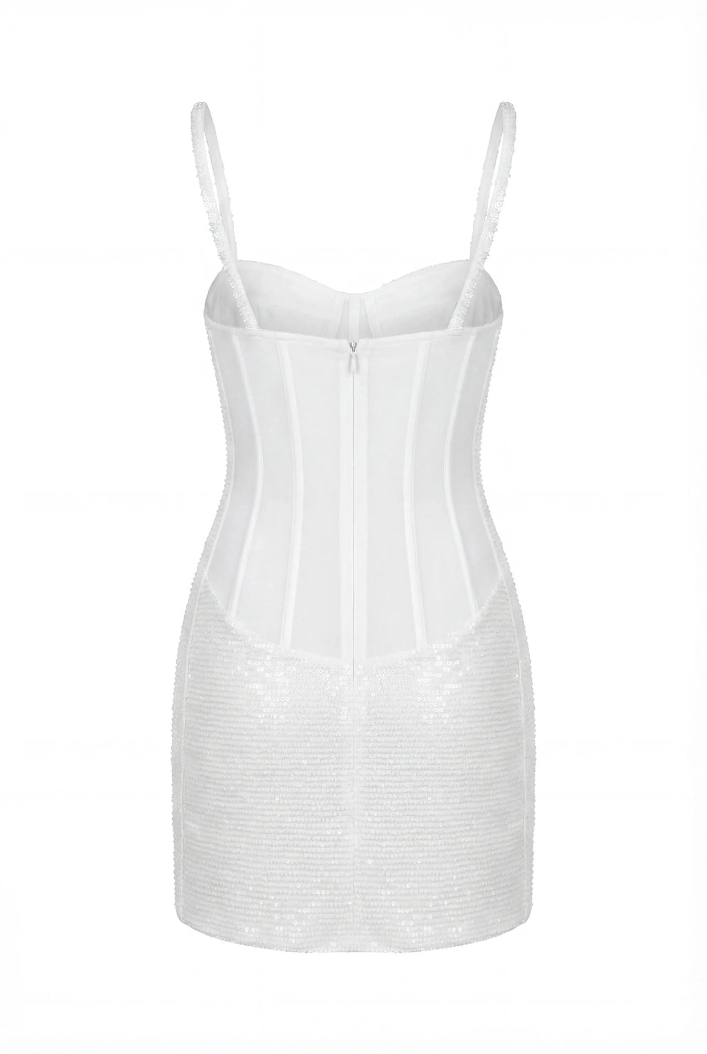 Ivory Corset Mini Dress with Sequins