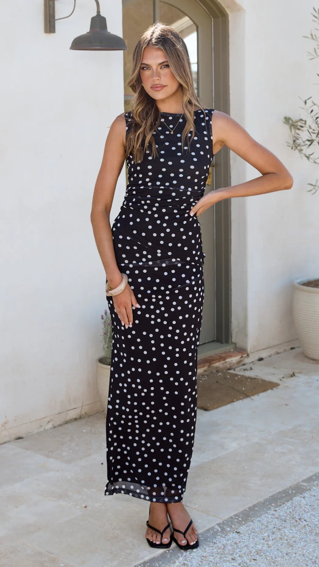 Leighton Top Black White Polka Dot
