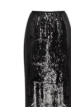 Dramatic fitted sequined black maxi skirt Midnight Walk