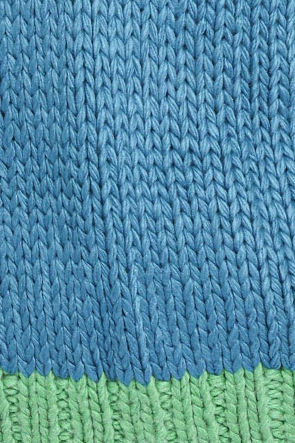 Anige Contrast Trim Cardigan Blue Green