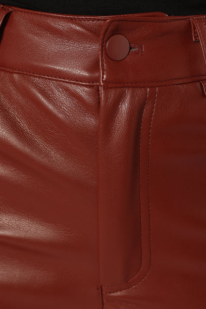 Maverick Vegan Leather Pants Merlot