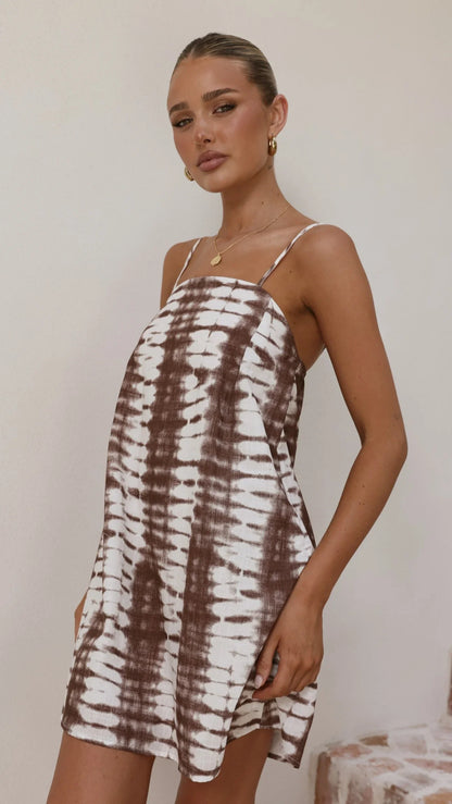 Bethani Mini Dress Chocolate Tie Dye