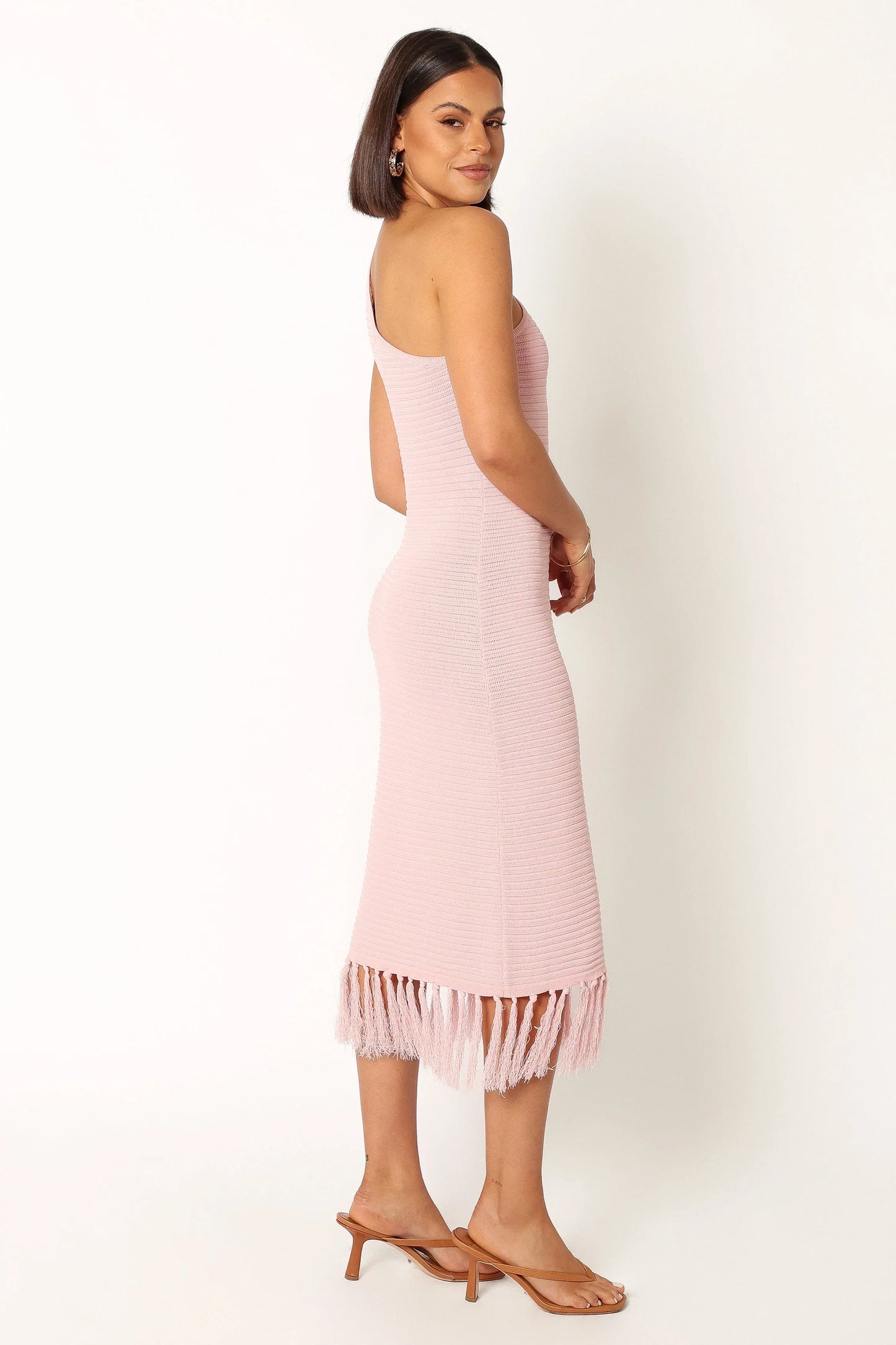 Winne One Shoulder Knit Dress Pink