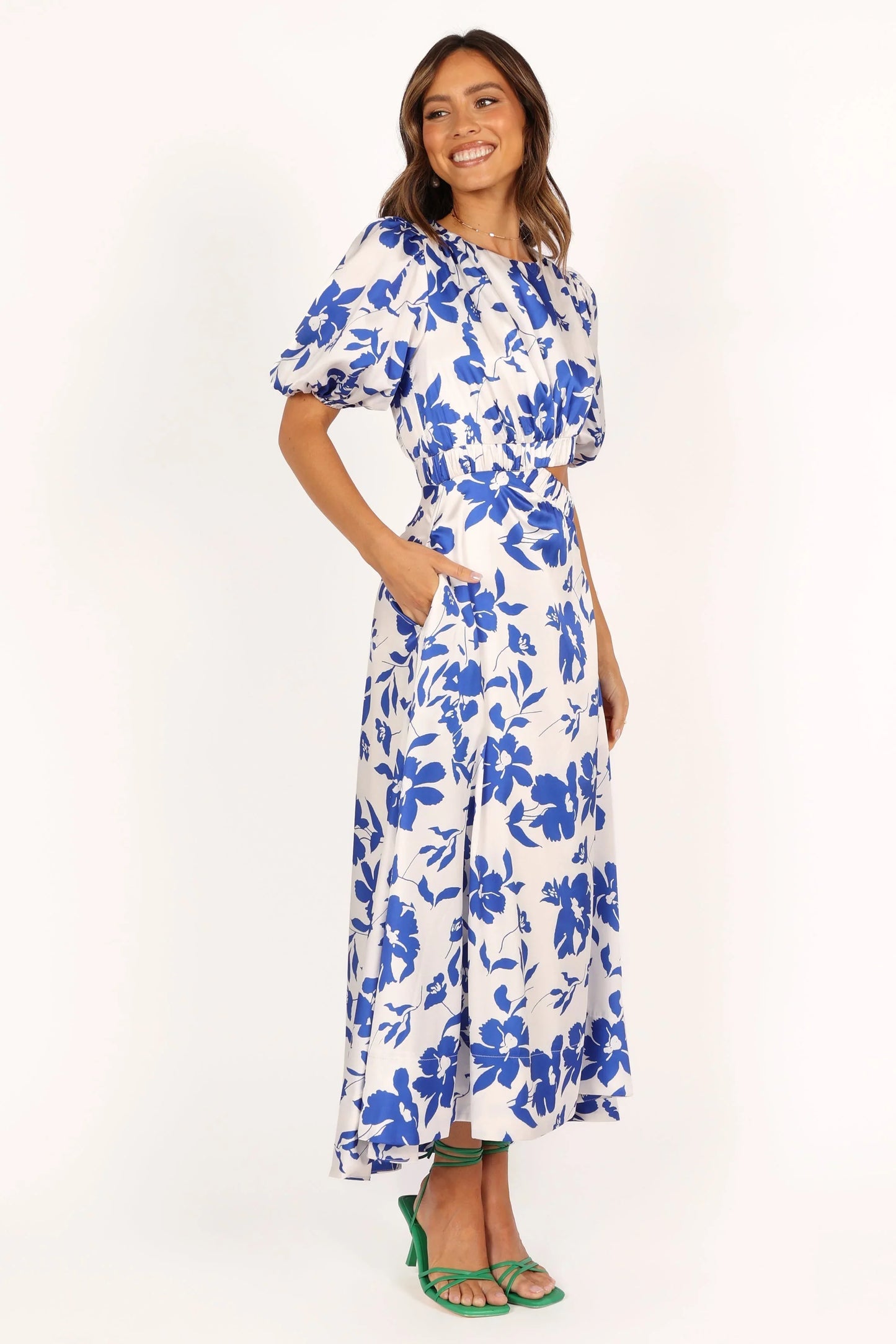 Aminah Puff Sleeve Dress Blue Floral