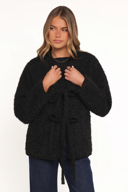 Kimmy Bow Oversized Cardigan Black