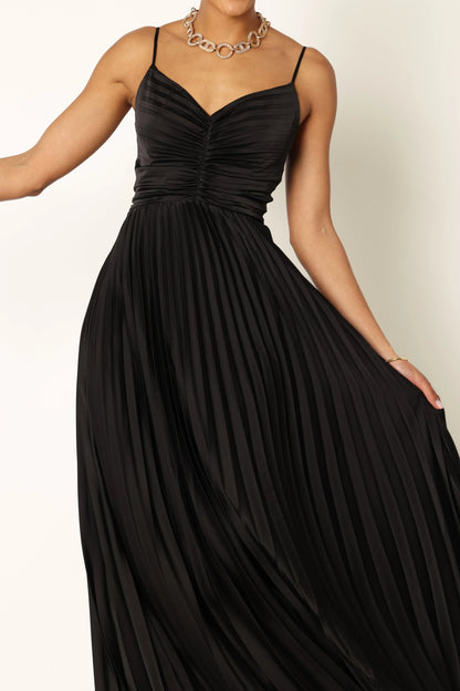 Naira Pleated Maxi Dress Black