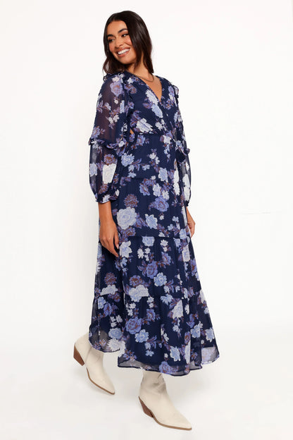 Korina Long Sleeve Maxi Dress Vintage Blues