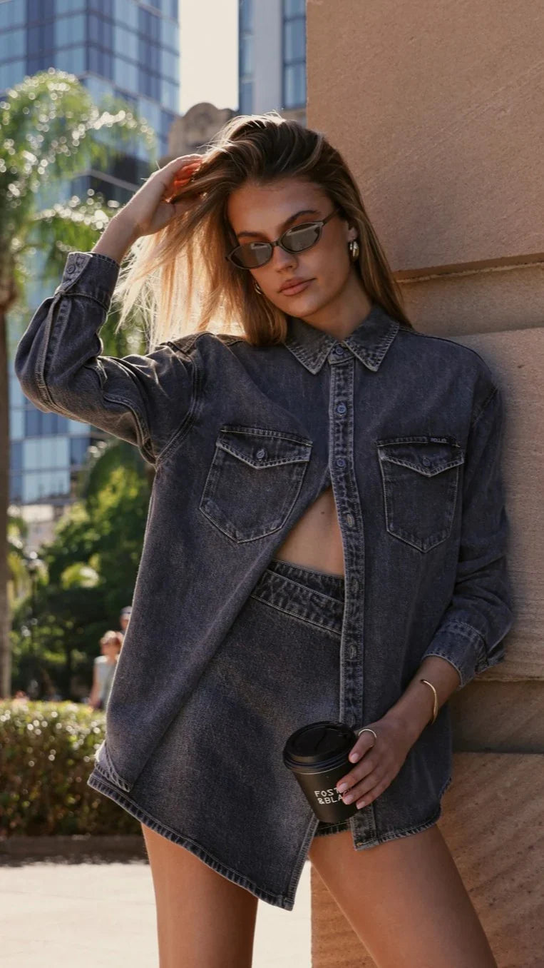 Rollas Classic Denim Shirt Black Stone