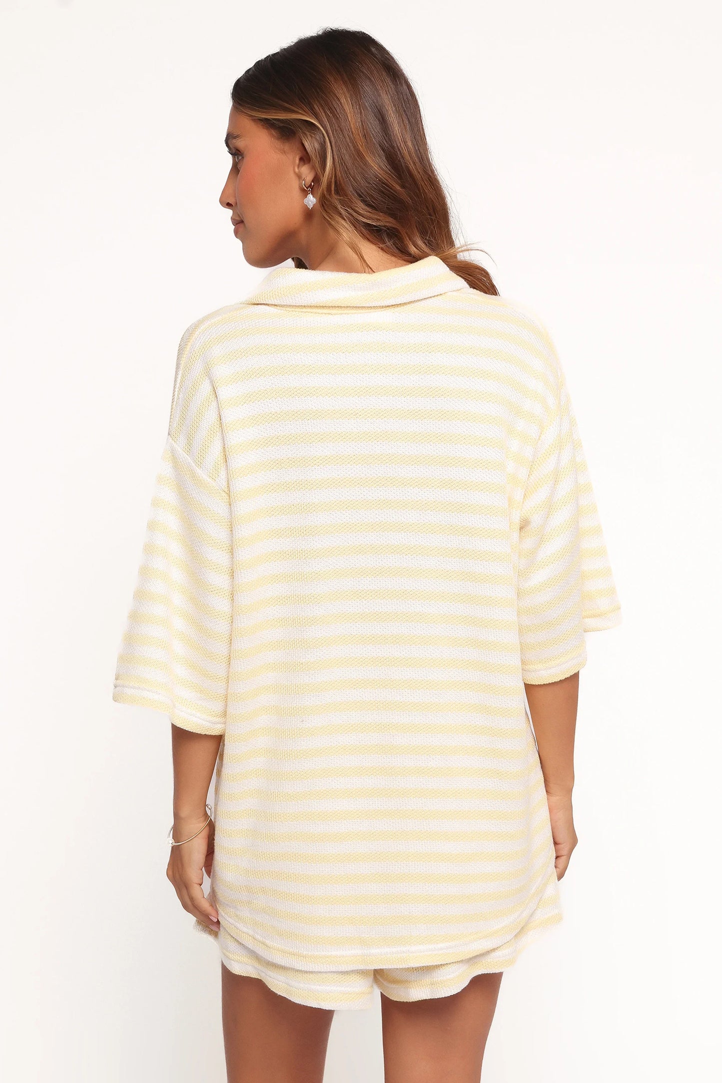 Sunny Knitted Short Set Yellow Stripe