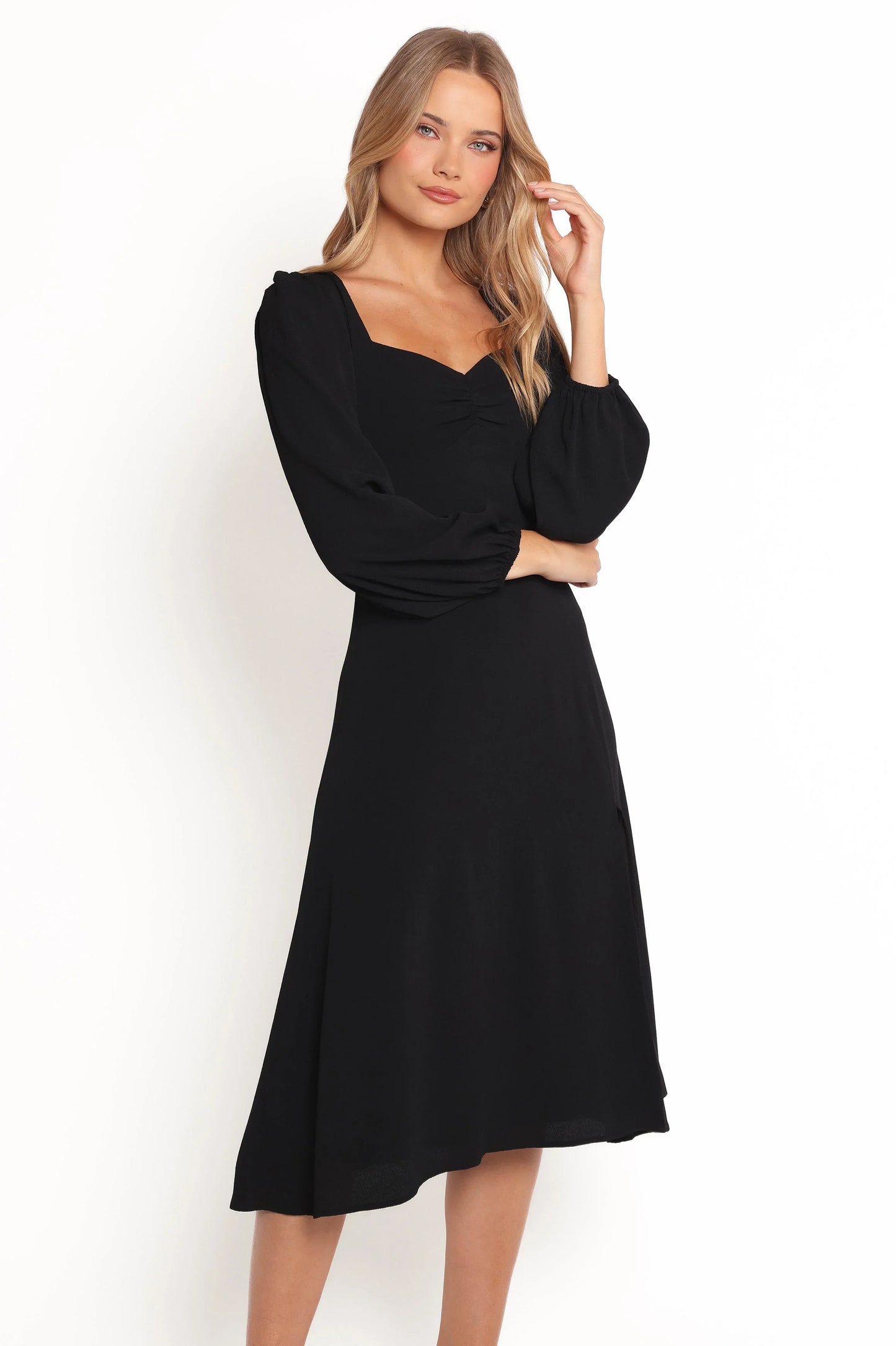 Franklin Long Sleeve Midi Dress Black